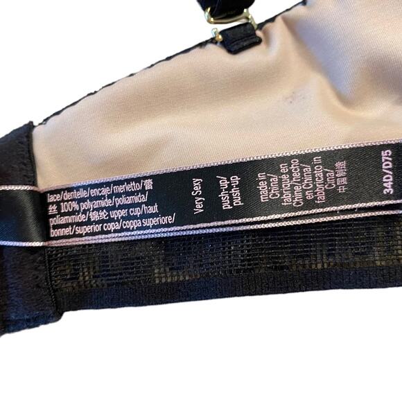 Victoria’s Secret Very Sexy Push Up Bra Black Lace 34D - Picture 8 of 8